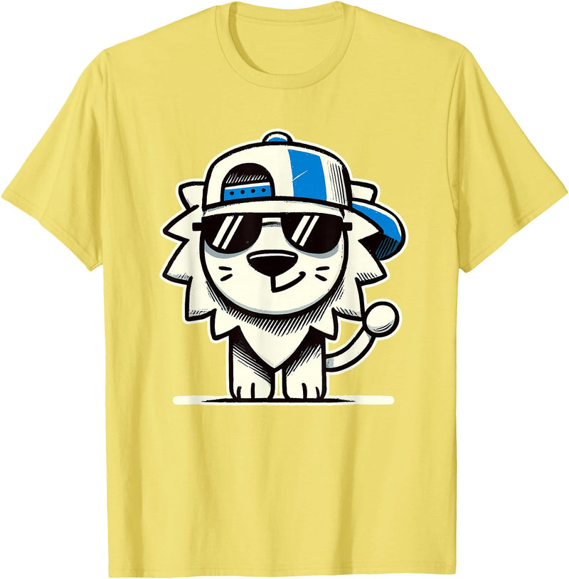 Nerrrdy Lion Hipster Men Women Kids Boys Girls Funny Lion T-Shirt - Lemon Yellow