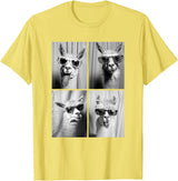 Funny Animal Photography Clothing Co. Funny Llamas with Sunglasses Cool Llama Animals Photo Booth T-Shirt - Lemon Yellow