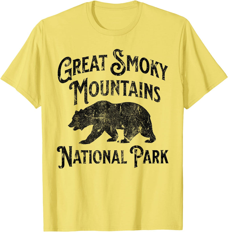 Great Smoky Mountains National Park Tennessee USA Great Smoky Mountains National Park Tennessee Hike Bear T-Shirt - Lemon Yellow