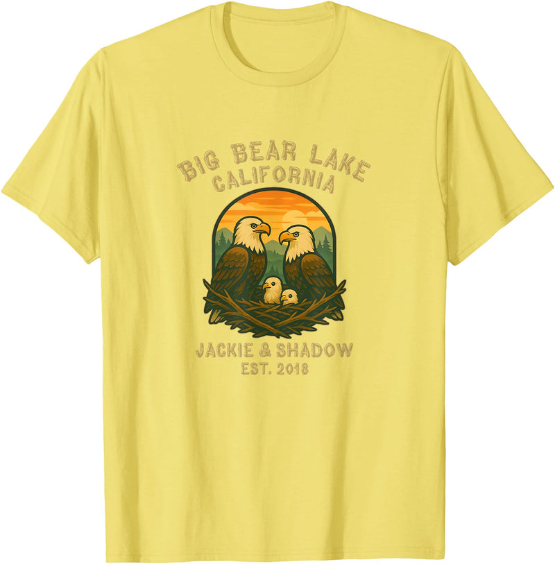 Big Bear Lake Eagles California Big Bear Lake California Eagles Jackie and Shadow T-Shirt - Lemon Yellow