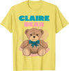 TheNiftyStitches CLAIRE Bear T-Shirt - Women's Black Cartoon Bear T-Shirt - Small - Short Sleeve - Classic Fit - All Seasons - Lemon Yellow
