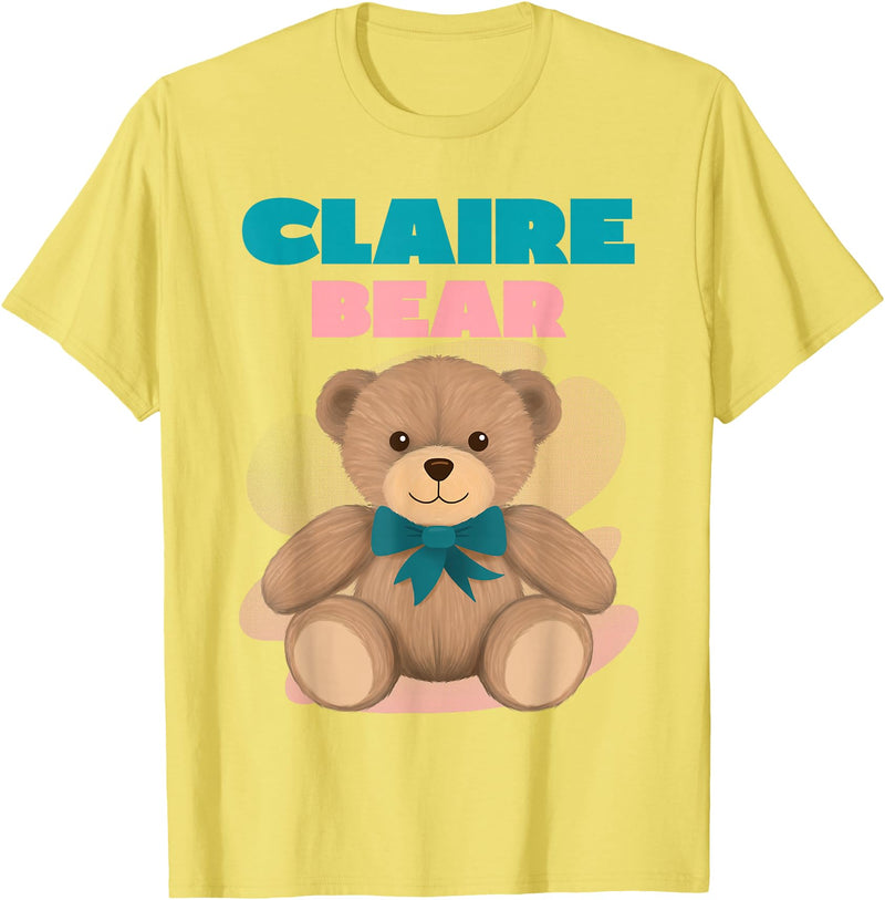 TheNiftyStitches CLAIRE Bear T-Shirt - Women's Black Cartoon Bear T-Shirt - Small - Short Sleeve - Classic Fit - All Seasons - Lemon Yellow