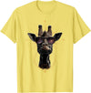 Safari Animal Art Giraffe with Sunglasses Graphic Safari Giraffe Animal Lover T-Shirt - Lemon Yellow