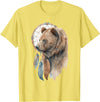 More Tribal Native American Totem Animal Art Bear Tribal Watercolor Bear Dream Catcher T-Shirt - Lemon Yellow