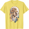 More Tribal Native American Totem Animal Art Lion Tribal Watercolor Lion Dream Catcher T-Shirt - Lemon Yellow