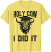 Funny Cow Graduated Holy Cow I did It Graduation Vintage Funny Cow Graduation Holy Cow I did It Graduated T-Shirt - Lemon