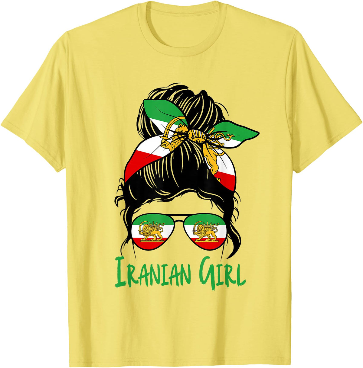 Iran For Women Iranian For Girl Flag Lion Persian T-Shirt - Lemon Yellow