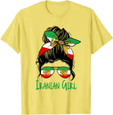 Iran For Women Iranian For Girl Flag Lion Persian T-Shirt - Lemon Yellow
