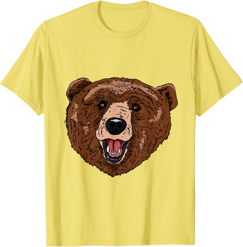 Bear Head Gift idea for Bear Lover Smile friendly brown Bear Head for Bears Lovers T-Shirt - Lemon Yellow