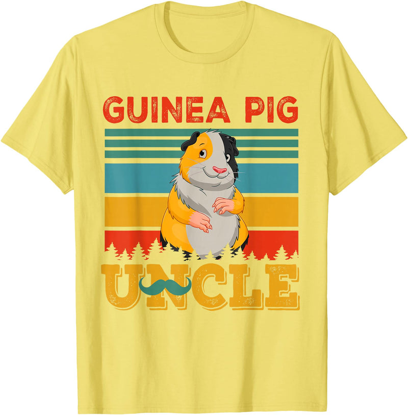 Rodent Father's Day Costume Vintage Retro Guinea Pig Uncle Matching Rodent Lover Family T-Shirt - Lemon Yellow