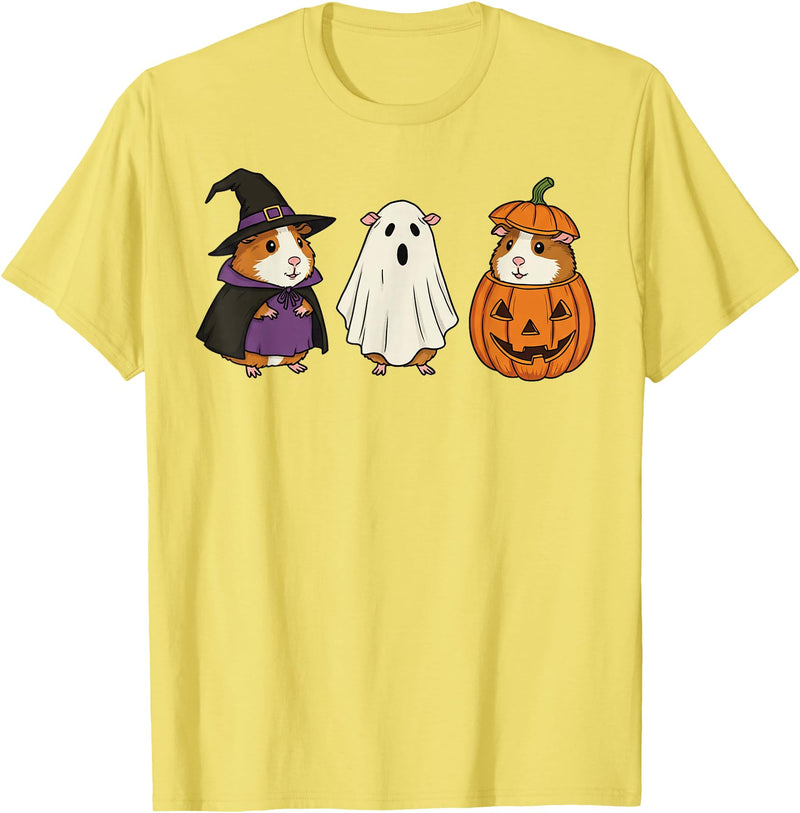Funny Halloween Guinea Pig Costume Guinea Pig Halloween Ghost Pumpkin Funny Guinea Pig Women T-Shirt - Lemon Yellow