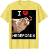 WhiteHorseDepot I Love Herefords with Cow Tongue T-Shirt - Lemon Yellow