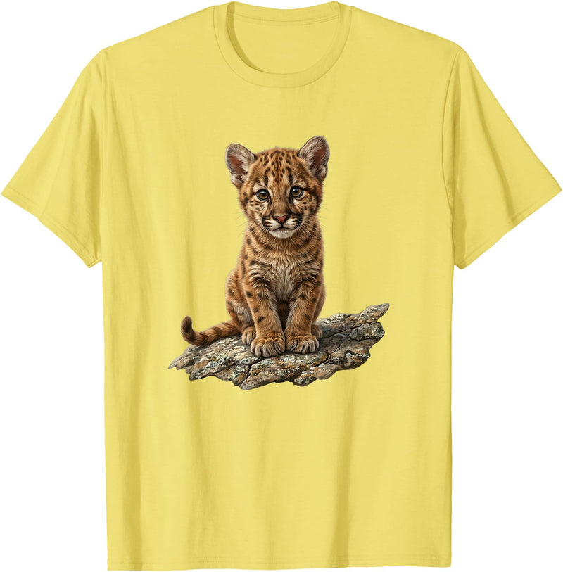 Cute Cougar & Mountain Lion Apparel Cute Mountain Lion Cub Cougar T-Shirt - Lemon Yellow