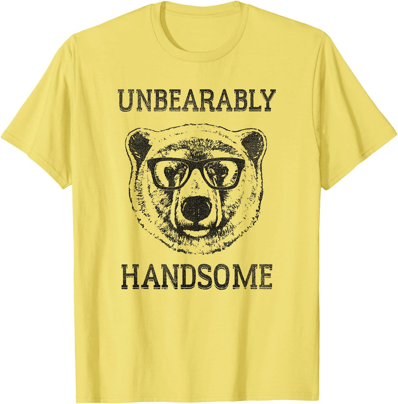 Trendy Apparel Trendy Unbearably Handsome Stunning Bear Face T-Shirt - Lemon Yellow