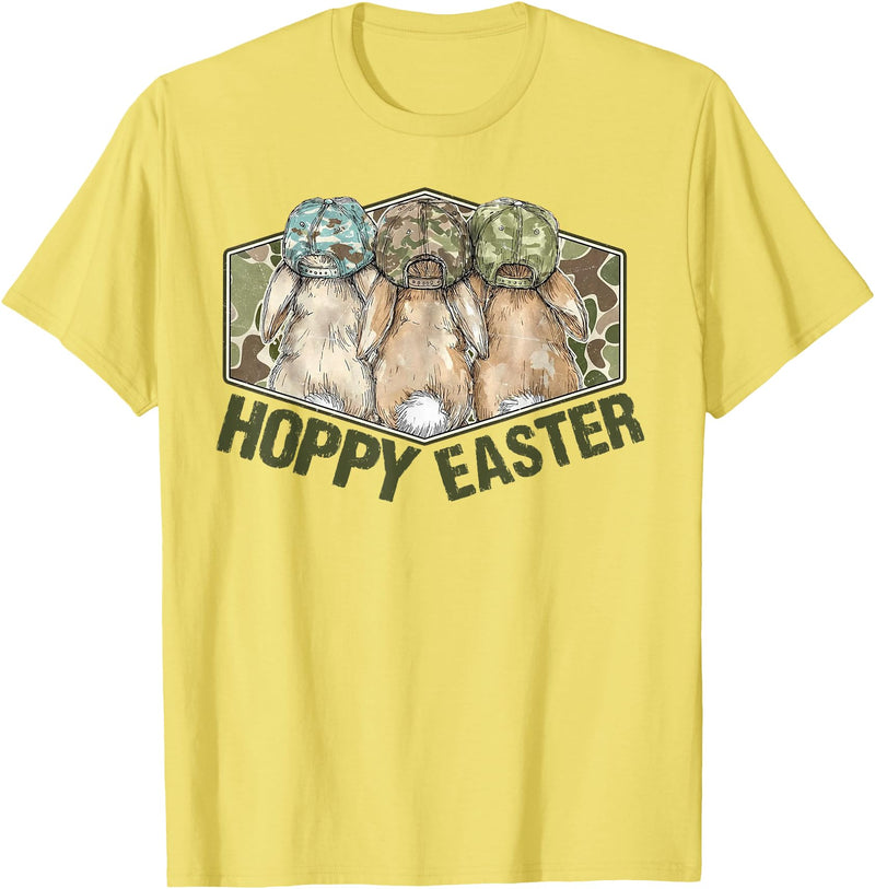 Hoppy Easter Camo Bunnies Funny Rabbit Bunny Hunting Camo T-Shirt in Lemon Yellow