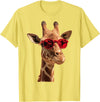 Giraffe Designs. Giraffe Wearing Sunglasses Funny Graphic T-Shirt - Lemon Yellow