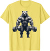 Bear Powerlifting Weightlifting Gym Apparel Bear Powerlifting Weightlifting Gym Workout T-Shirt - Lemon Yellow