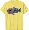 Abstract Ocean Art Stargazer Fish Deep Sea Aquarium Bottom Dweller T-Shirt - Lemon Yellow