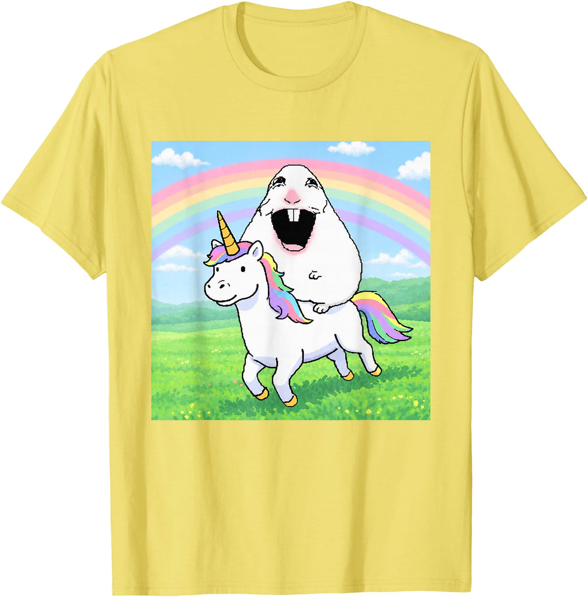Happy Hamster Meme T-Shirt - Lemon Yellow