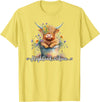 KAEDAM Gifts: Highland Cows Cute Baby Highland Cow Calf Love Spring Pastel Novelty T-Shirt - Lemon Yellow