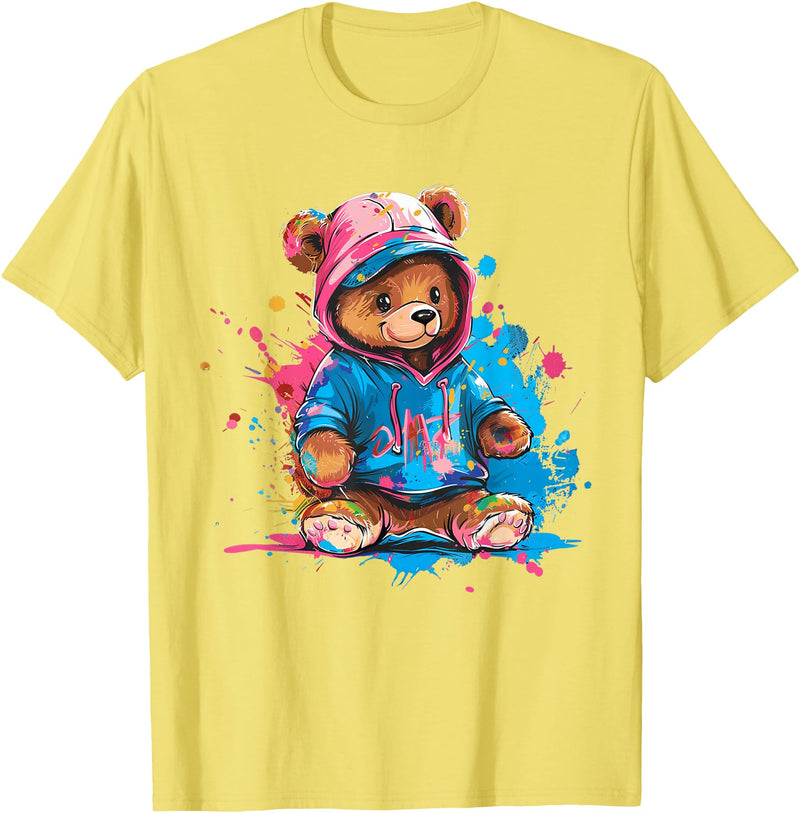 Teddy Bear Colorful Men WomenDesigns Hip Hop Colorful Teddy Bear Men Women Kids T-Shirt - Lemon Yellow