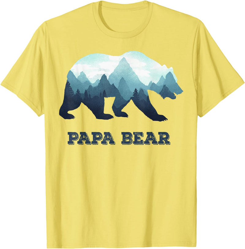 Dramabite Papa Bear Wildlife Father's Day Gift for Dad, Daddy or Dada T-Shirt - Lemon Yellow