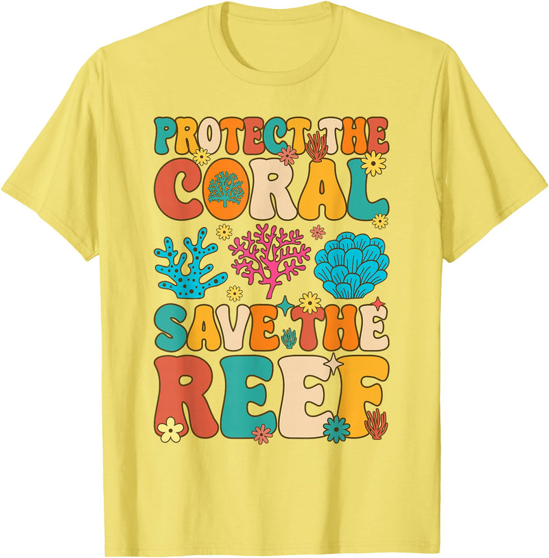 Coral Reef Coral Aquarium Aquarist Earth Day Gifts Protect The Coral Save The Reef Coral Reef Coral Aquarium T-Shirt - Lemon Yellow