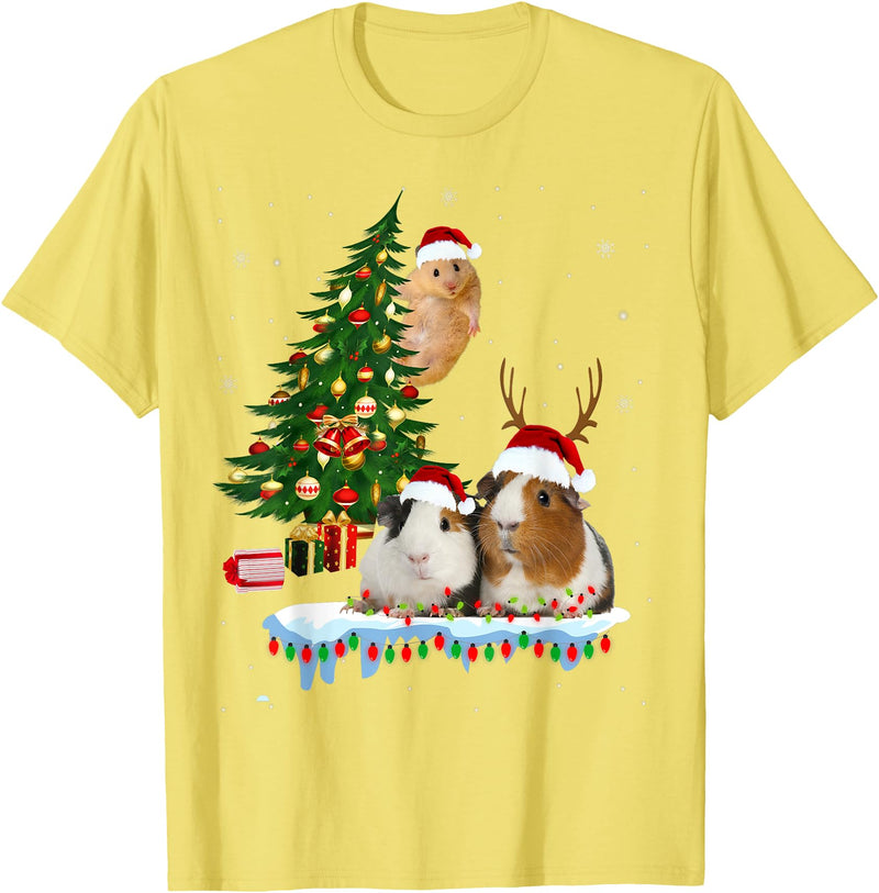 zainjr Christmas Christmas Guinea Pig Pajama xmas santa hat tree kids girls T-Shirt - Lemon Yellow