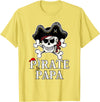 Pirate Family Matching T-Shirts Pirate Papa Costume Jolly Roger Crossbones Funny Pirate Dad T-Shirt - Lemon Yellow