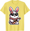 Easter Bunny Rabbit Playing Ukulele Player Musician Hawaii T-Shirt in Lemon Yellow