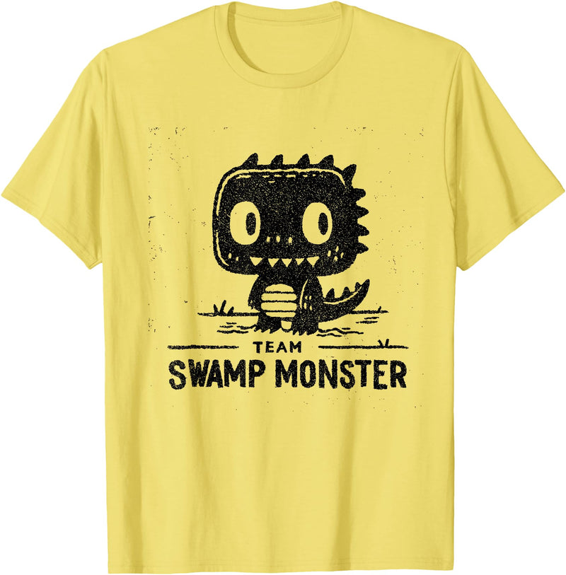 Horror Cool Kids and Adults Swamp Monster Team Halloween T-Shirt - Lemon Yellow