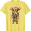 Farmer Cute Women Highland Cow Shirts Cozy Fall Autumn Highland Cow T-Shirt - Lemon Yellow