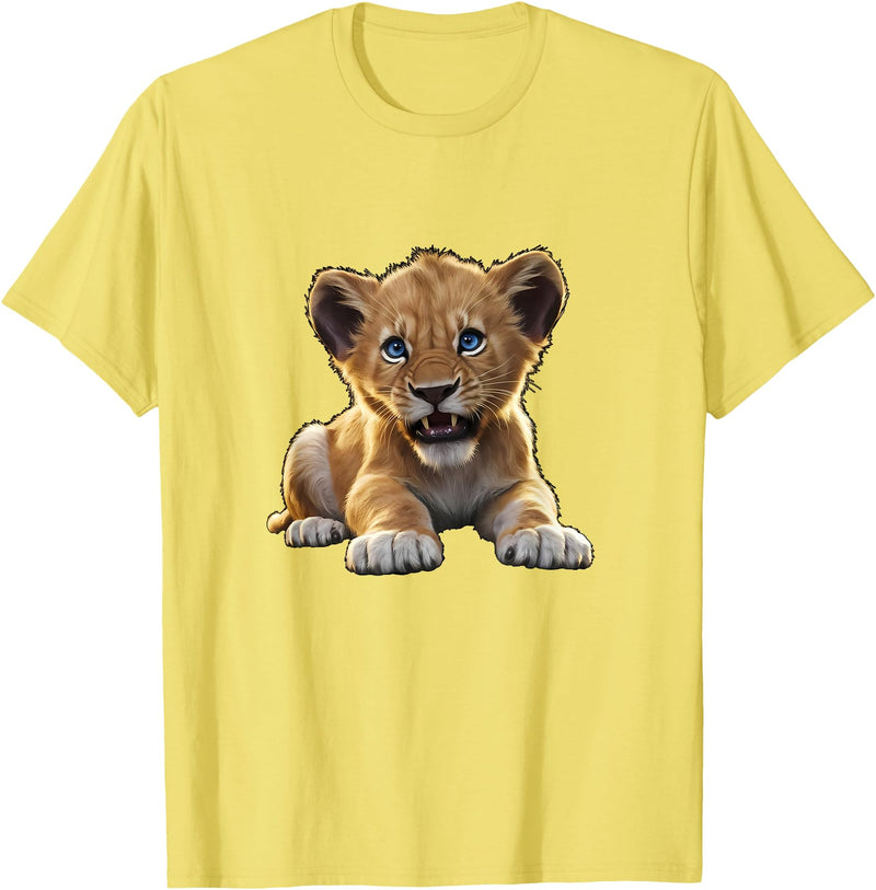 Lion Cubs Cute Lion Shirt Lions Lovers Gifts Lion Cub Angry Lion Lovers Lion Shirt Boys Girls Male Lions T-Shirt - Lemon Yellow
