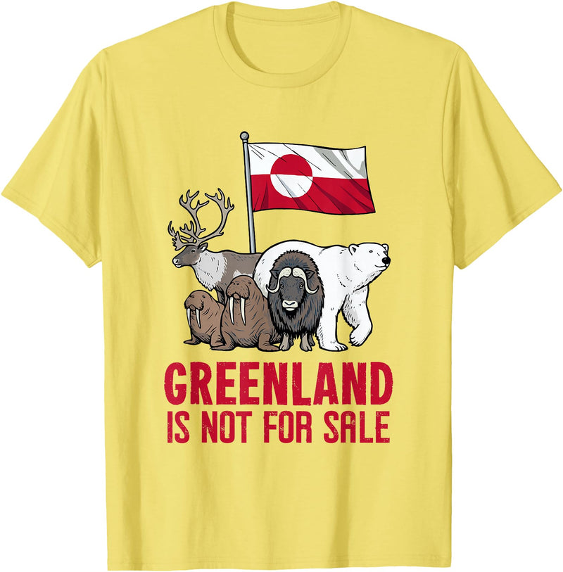 Greenland Tee for Men And Women Greenland Not for Sale Greenland Flag Animals Greenlanders T-Shirt - Lemon Yellow