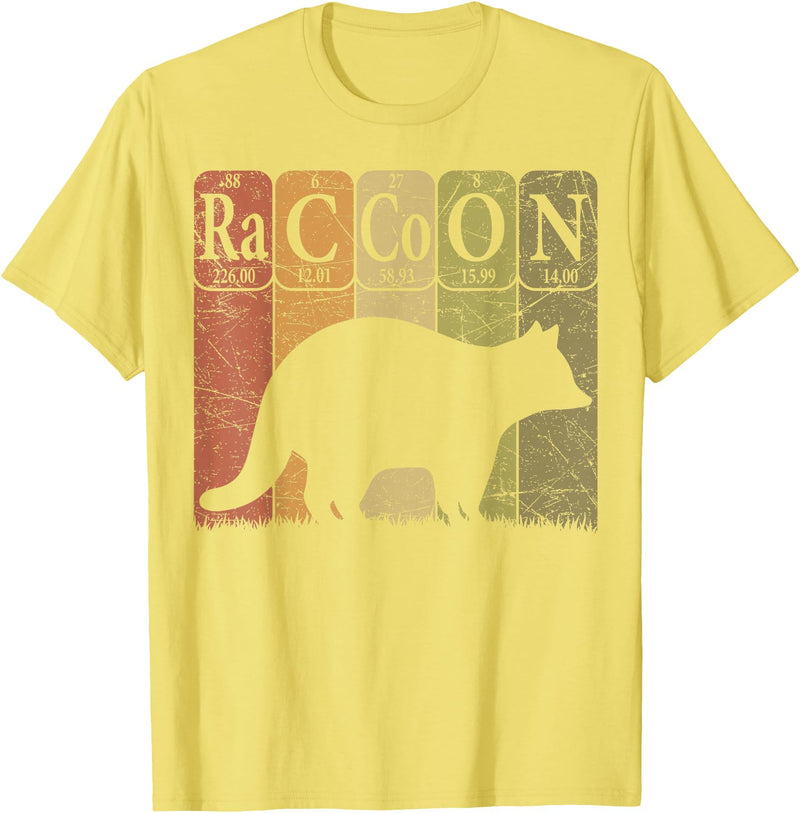 Raccoon Periodic Chemistry Elements Retro Racoon Raccoon Periodic Table Elements Racoon Nerd Vintage T-Shirt - Lemon Yellow
