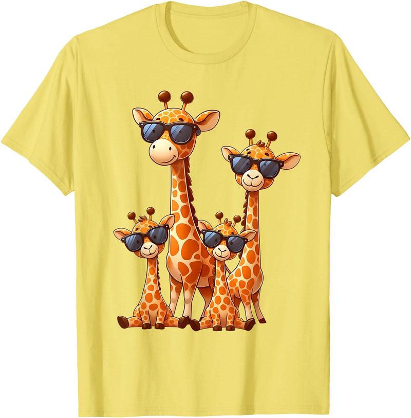 Zoo Family Funny Giraffe Animal Gifts Giraffe Family Sunglasses Safari Zoo Animal Lover Giraffes T-Shirt - Lemon Yellow
