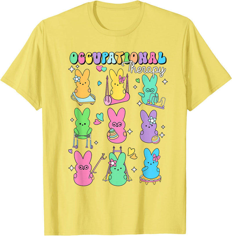 Men Women Rabbit T-Shirt (Black) in Lemon Yellow