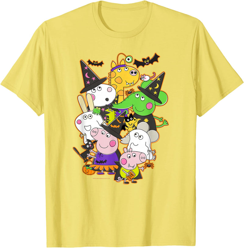 Peppa Pig Halloween Happy Costumes Group Shot T-Shirt - Lemon Yellow