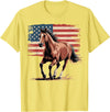 Patriotic Farm Horseback Riding 4th Of July Horse Patriotic American Horse USA Flag Western T-Shirt - Lemon Yellow