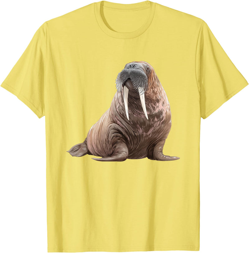 Walrus Designs. Walrus Seal Sea Lion Graphic T-Shirt - Lemon Yellow