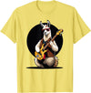 Music Lovers Alpaca Llama playing Guitar Llama playing Electric Guitar, Llama Guitarist T-Shirt - Lemon Yellow