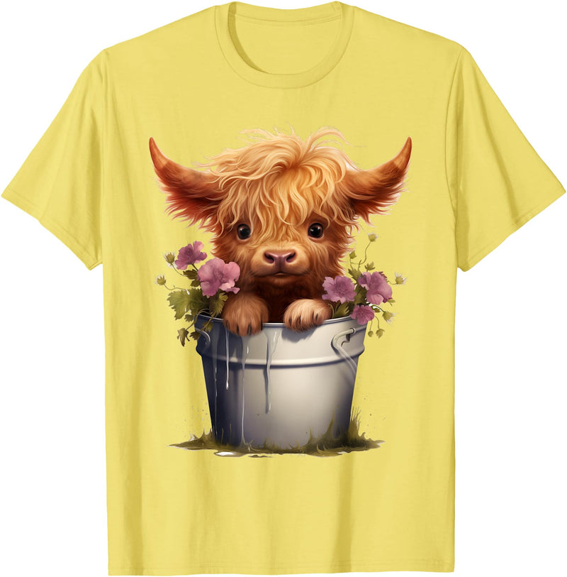 MINI HIGHLAND COW DESIGNS MINI HIGHLAND COW GRAPHIC T-Shirt - Lemon Yellow