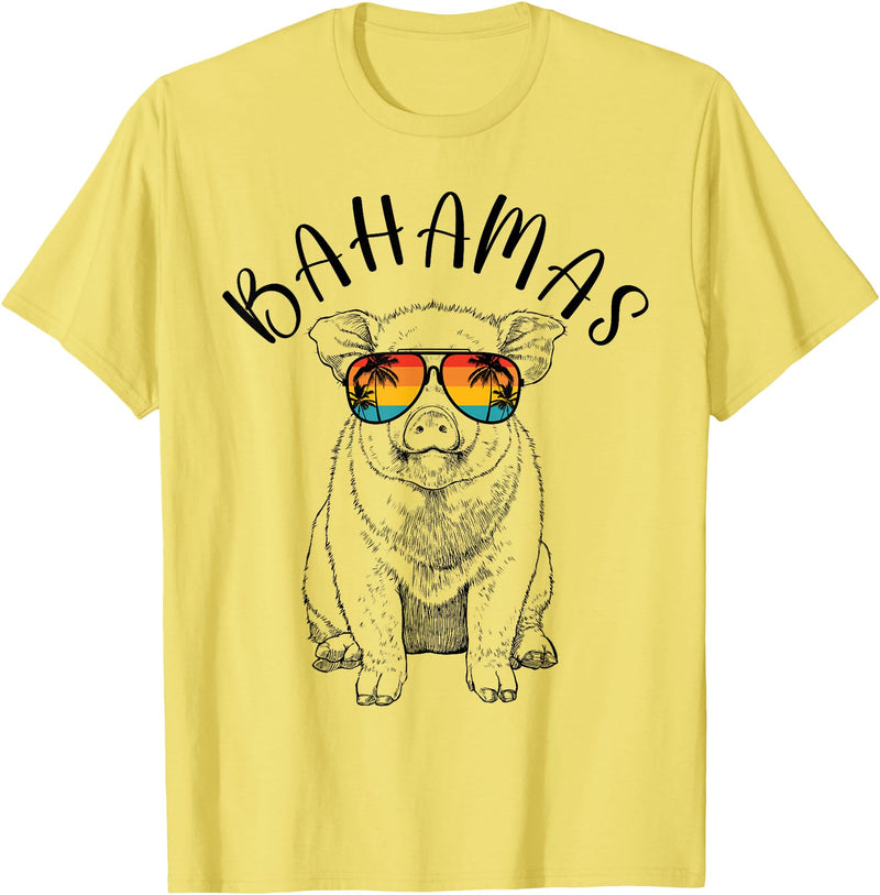 Funny Swimming Pigs It's Better in the Bahamas Bahamas Pig Bahamas Souvenir Family Vacation Trip T-Shirt - Lemon Yellow