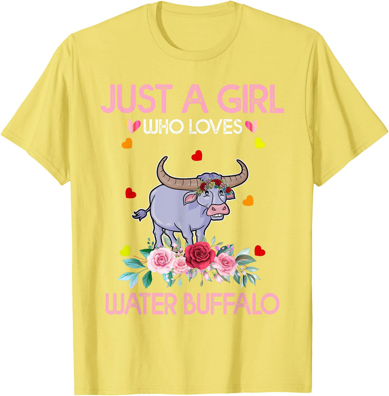 Just A Girl Who Loves Water Water Buffalo Gifts Buffalo Tee Women Just A Girl Who Loves Water Water Buffalo T-Shirt - Lemon
