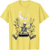 Skeleton Love Halloween Moon Skeleton Rock On Hand Spooky Halloween Rock Concerts T-Shirt - Lemon Yellow