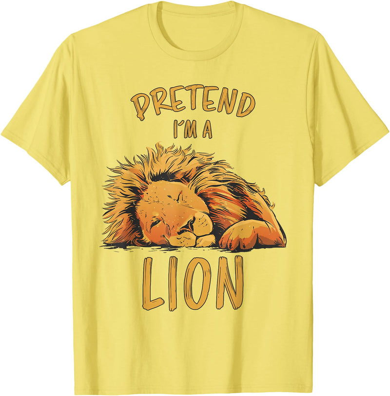 Funny Lions Zoo Safari Sleeping Lion Design Pretend Im A Lion Design Lion Sleeping Zoo Safari Lions T-Shirt - Lemon Yellow