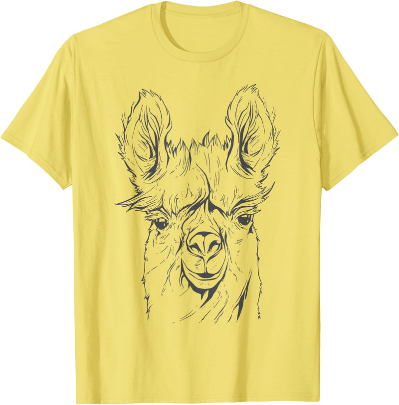 Funny Llama Alpaca Animal Lover Gifts Clothing Llama Alpaca Line Art T-Shirt - Lemon Yellow
