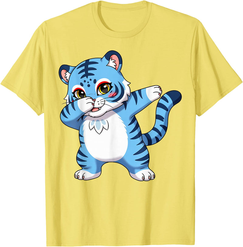 generic Funny Cartoon Korean Tiger for Youth Toddler Kids Boys Girls T-Shirt - Lemon Yellow