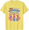 Farmer 4th Of July Costume 250th Freedom 4th of July US Flag Fireworks Three Cute Pigs T-Shirt - Lemon Yellow