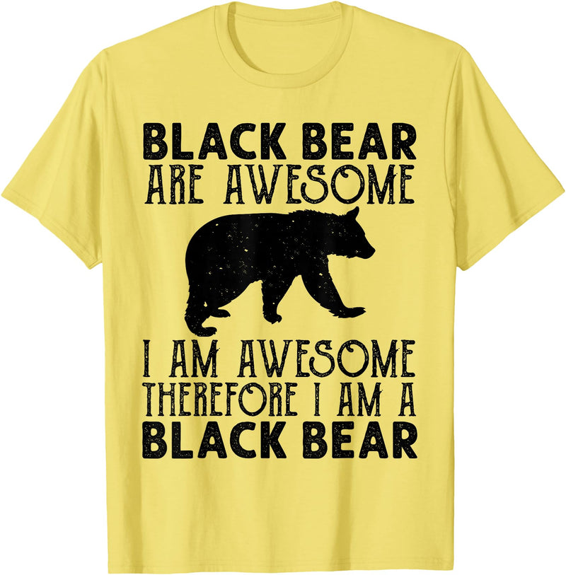 Cool American Black Bear Lovers gifts costume Black Bear Tee Funny American Bear Lover Animal T-Shirt - Lemon Yellow